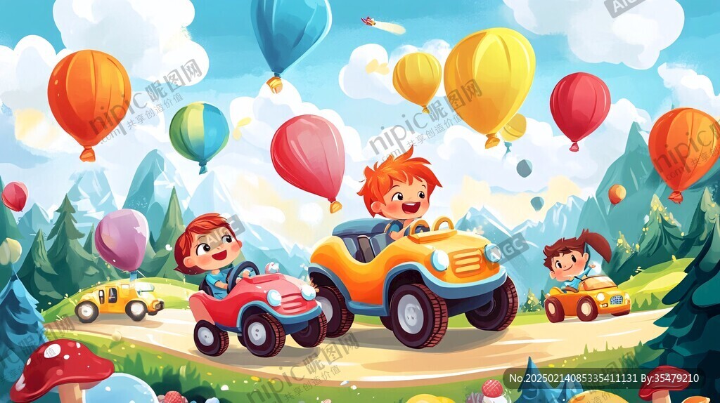 兒童汽車插畫