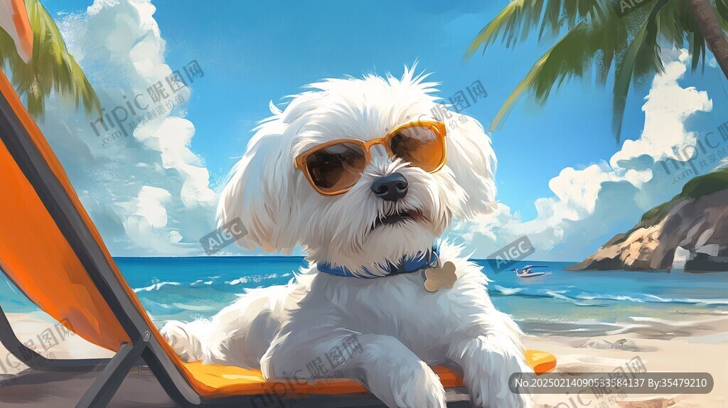 比熊犬插畫