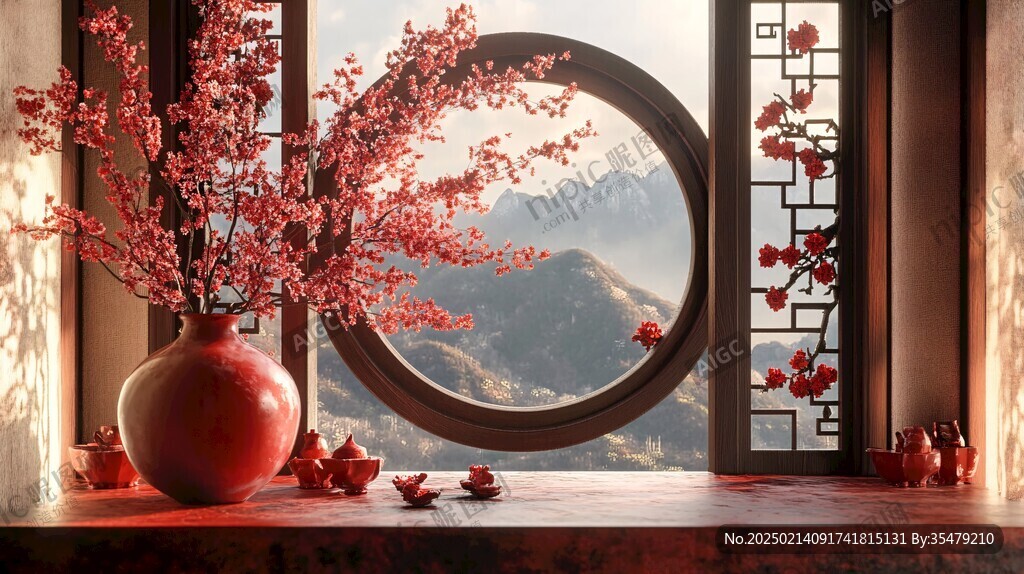 紅色新中式花藝