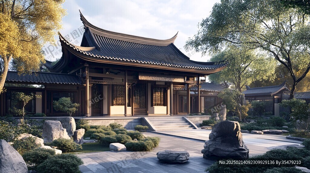 亭臺樓閣中式宅院