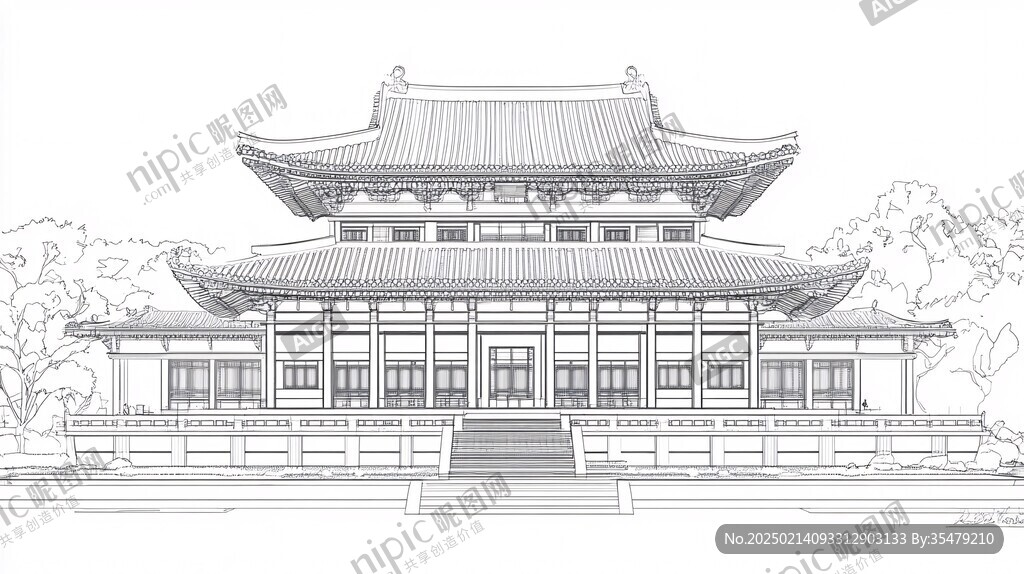 東大殿線稿