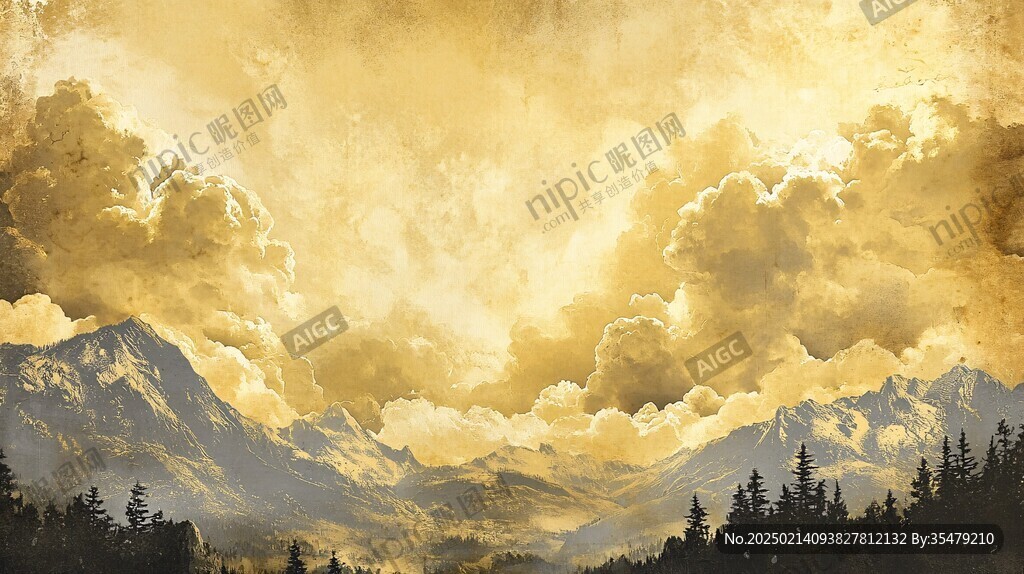 水彩效果暈開風景