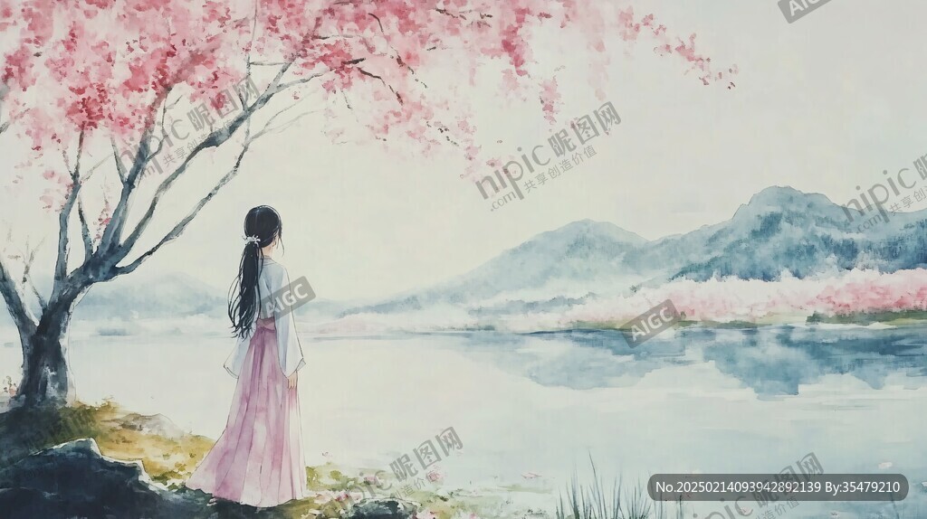 古風人像水墨山水