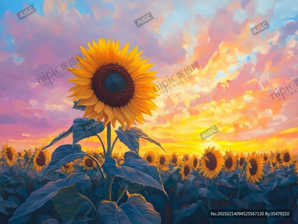 唯美夕陽花海