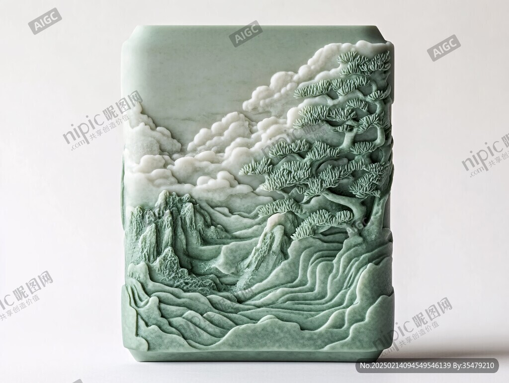 翡翠山水雕刻