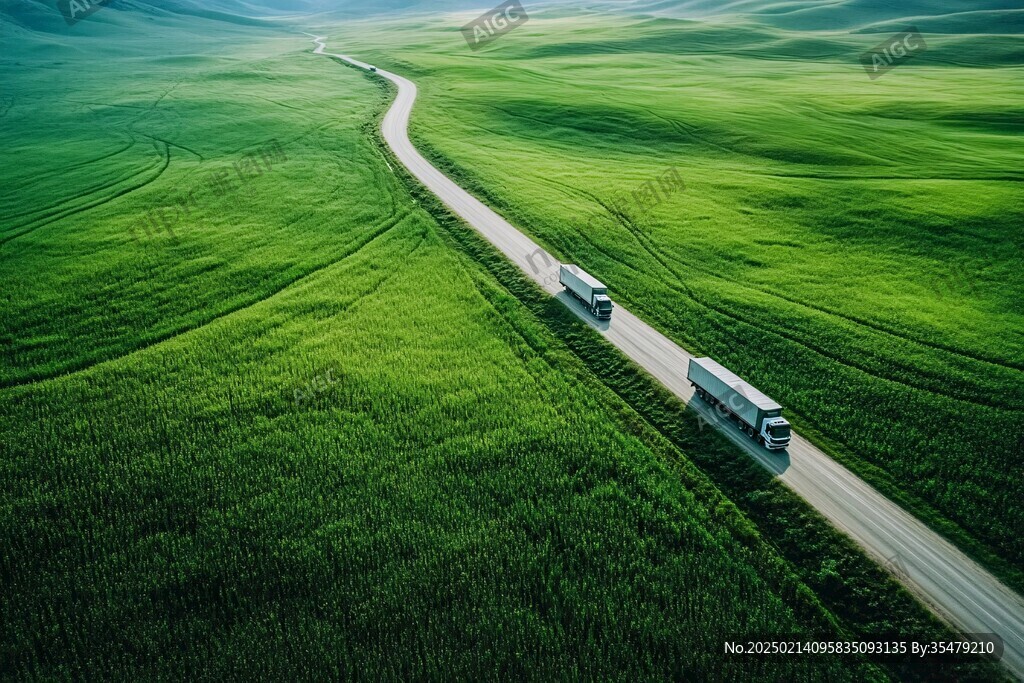 行駛在野外的卡車