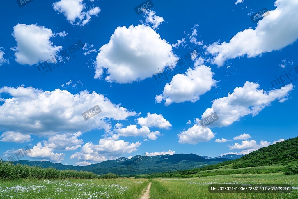 藍天白云山野