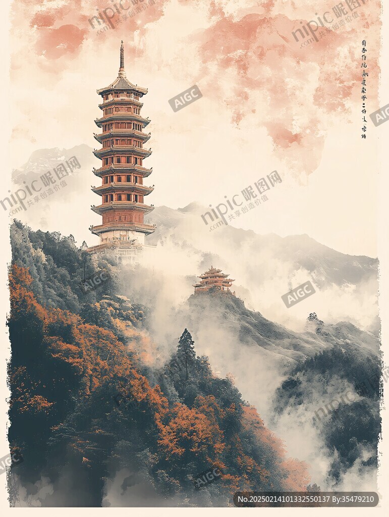 飛英塔插畫