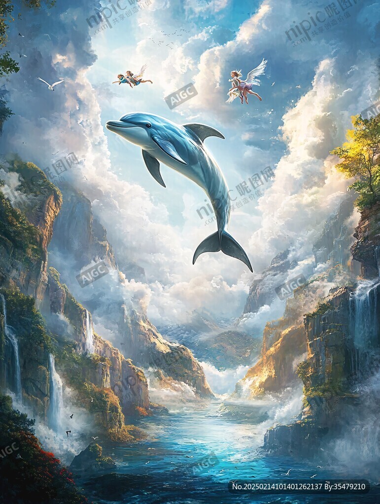 3d海豚地板畫