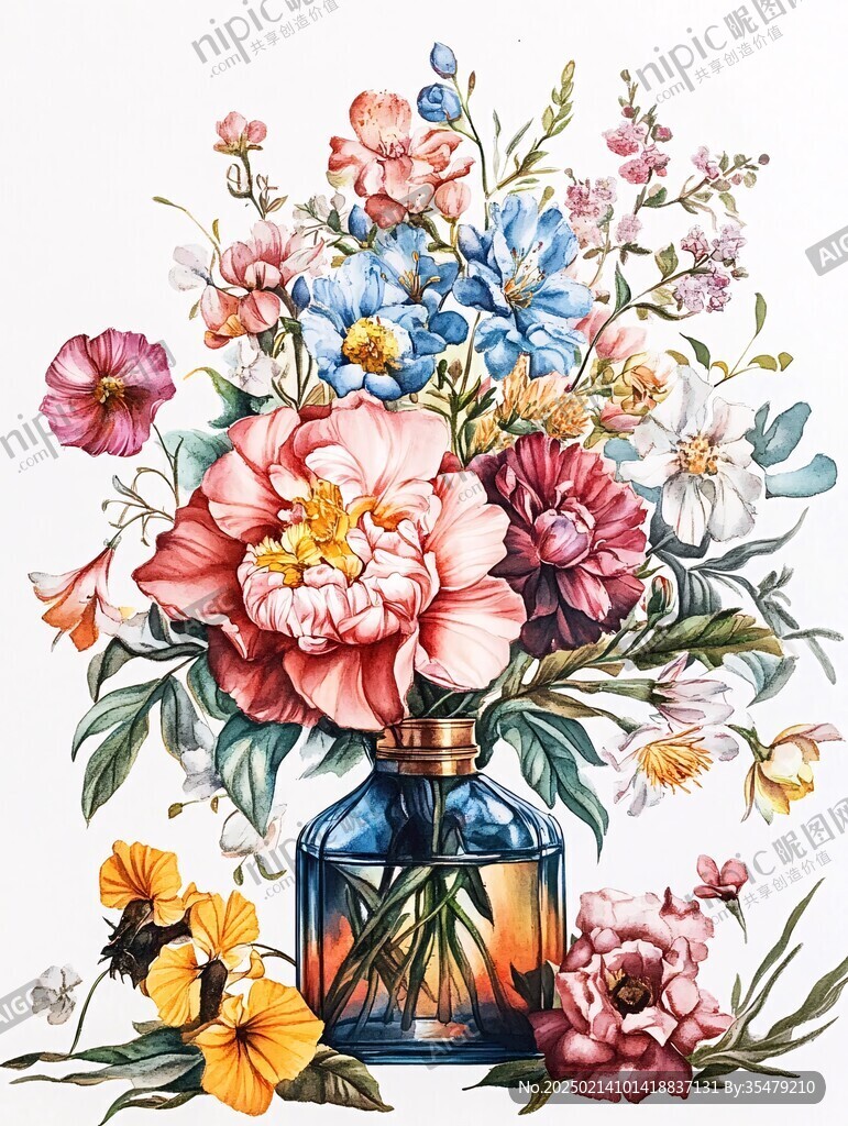 高清插畫宮廷靜物花卉
