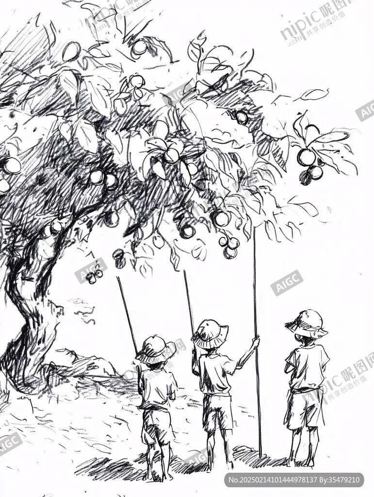 摘水果素描