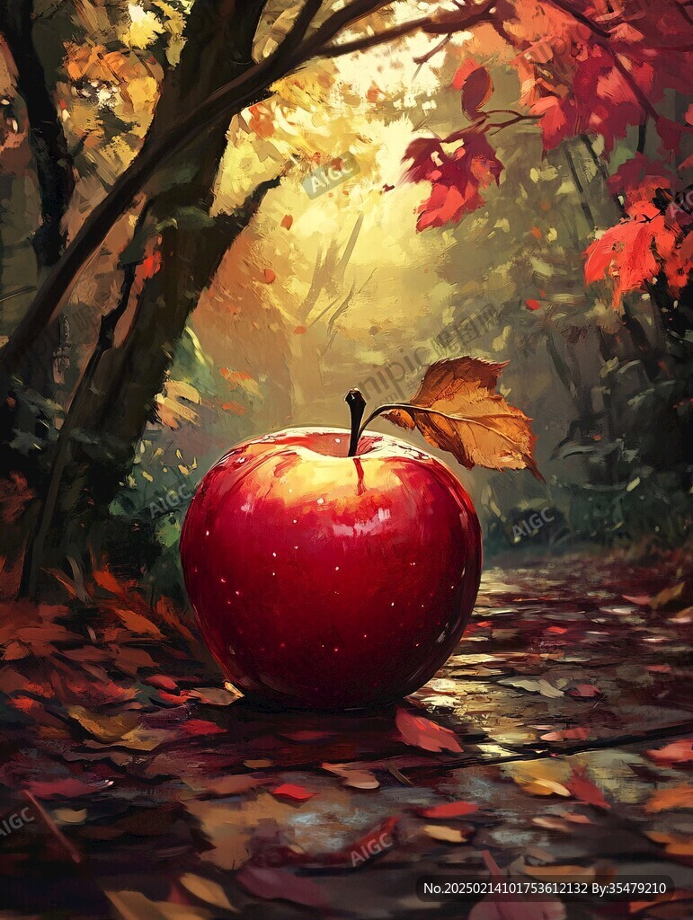 紅蘋果插畫