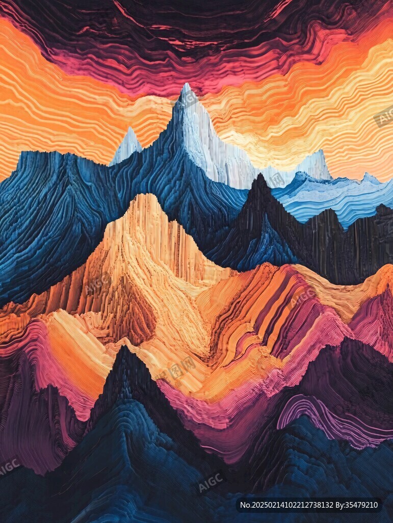 七彩丹霞插畫