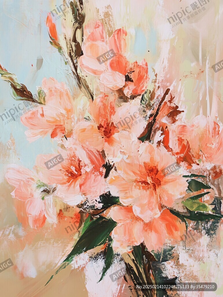 油畫桃花