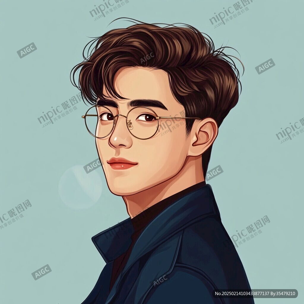 男生頭像插畫