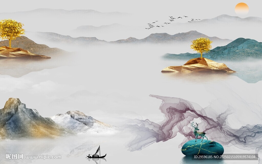 高檔 中式簡約山水 TiF分層