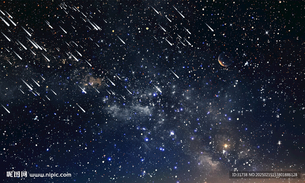 宇宙黑色流星雨星空背景墻