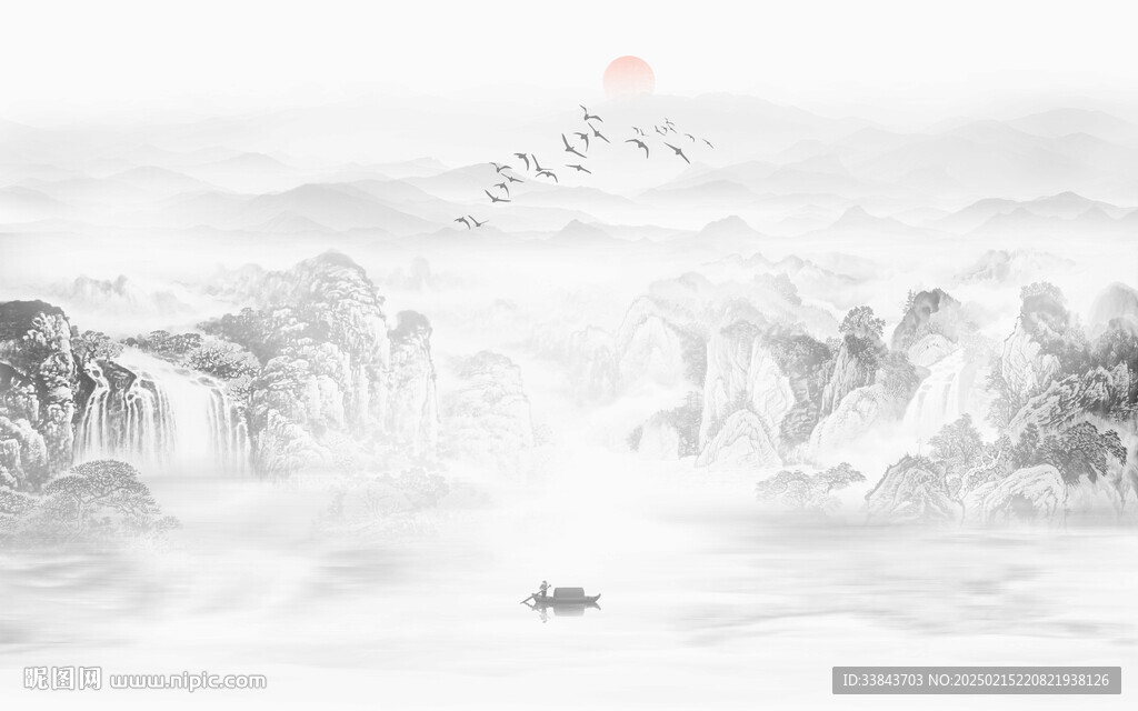 禪意水墨山水畫
