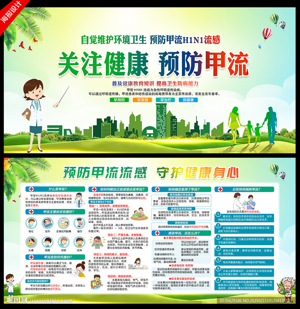 預防甲流科普小知識展板宣傳欄