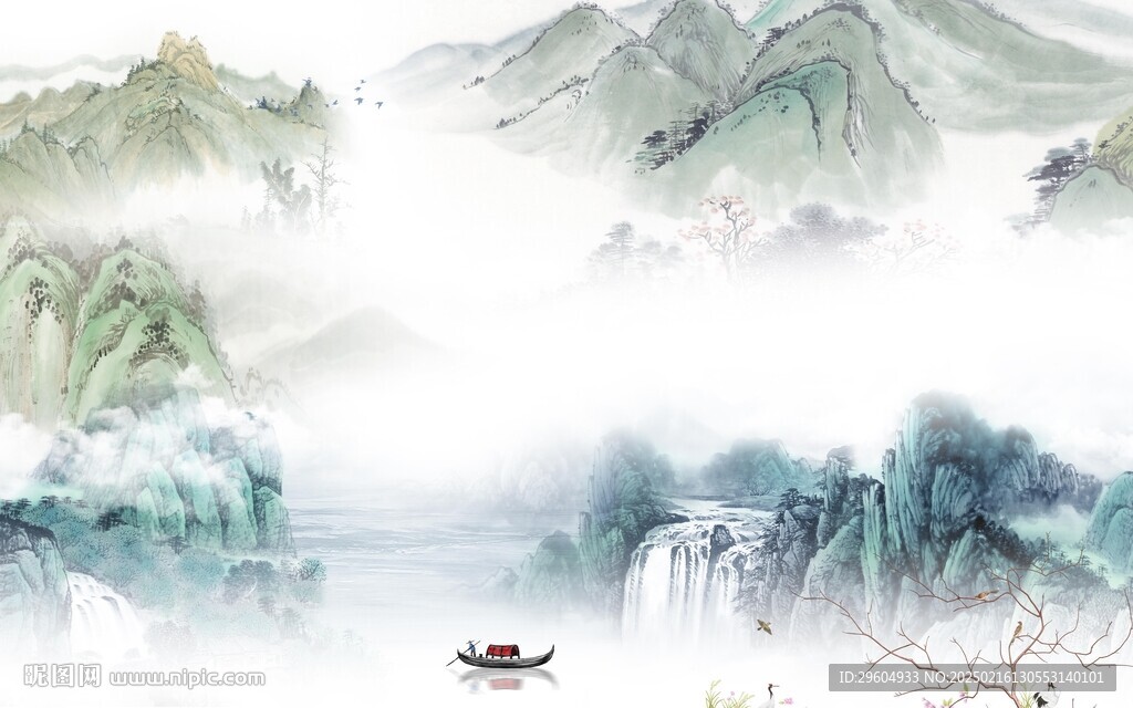 高端 中式意境山水 TIF分層