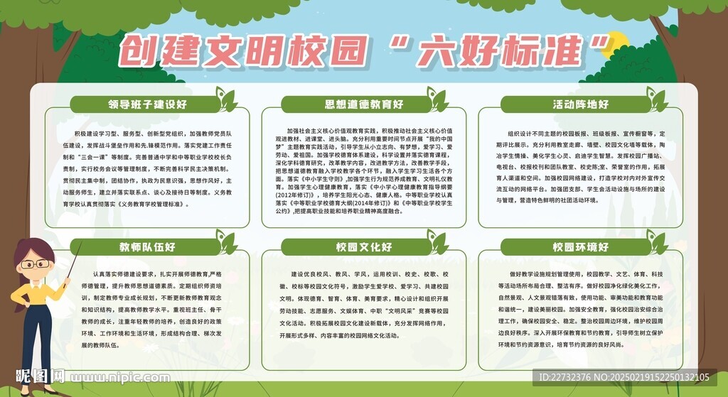 創建文明校園六好標準展板