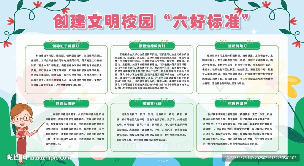 創(chuàng)建文明校園六個好標準