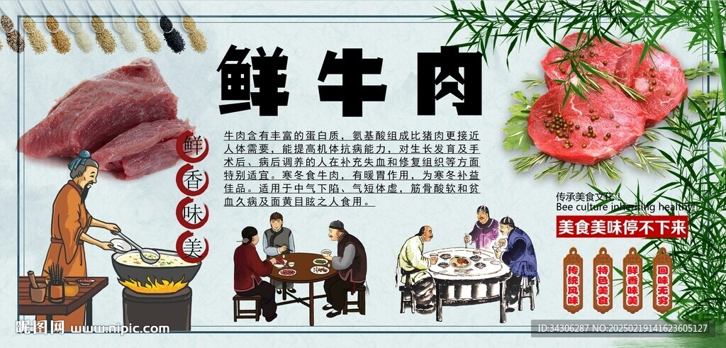 鮮牛肉背景墻