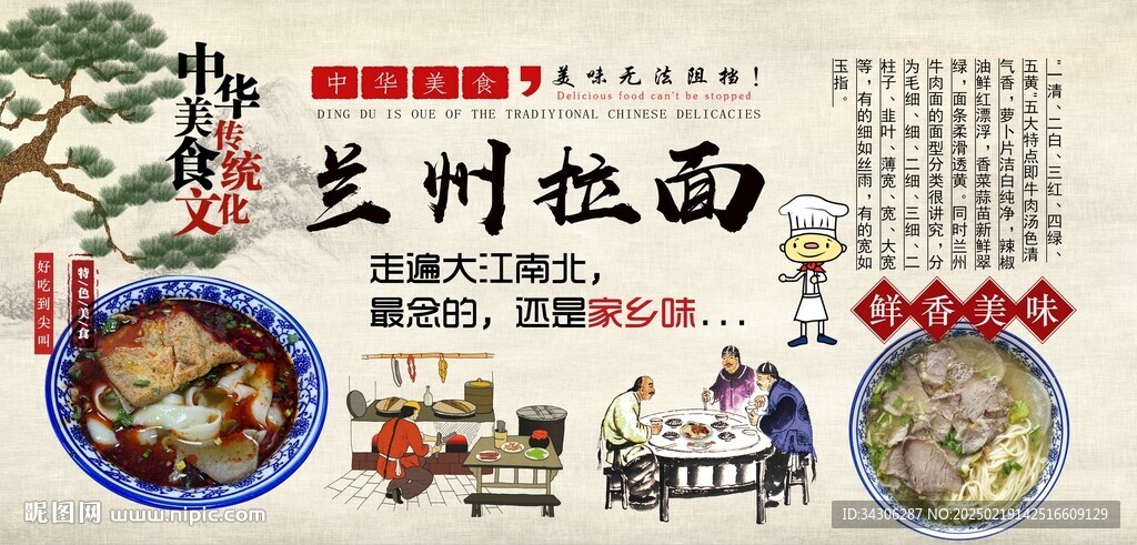 蘭州拉面背景墻