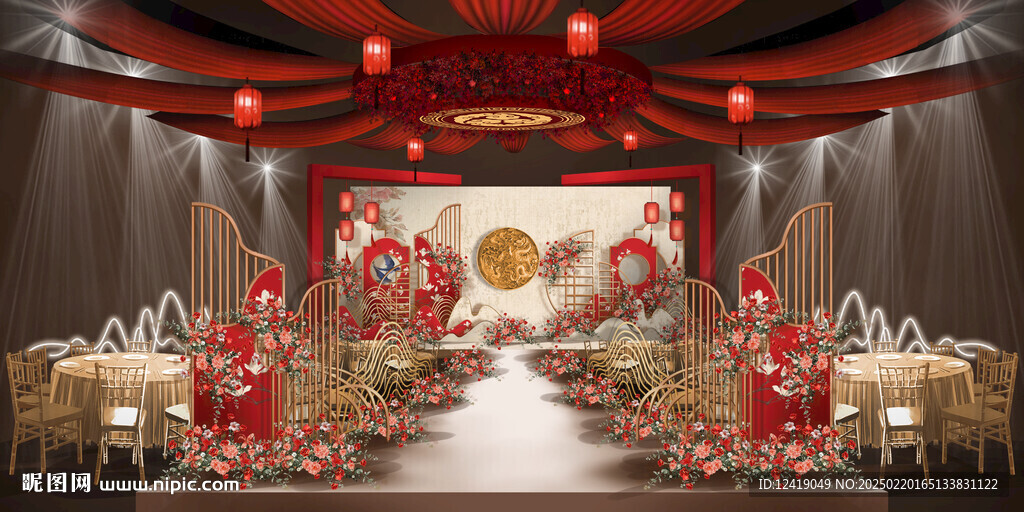 紅金中式婚禮效果圖