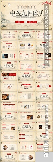 水墨中國風(fēng)傳統(tǒng)文化中醫(yī)九種體質(zhì)
