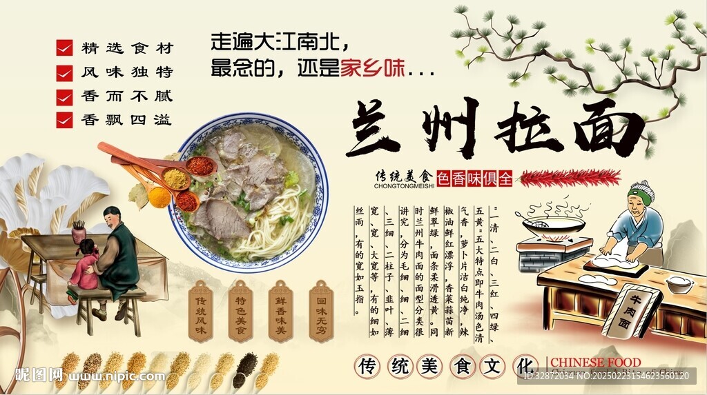 蘭州拉面背景墻