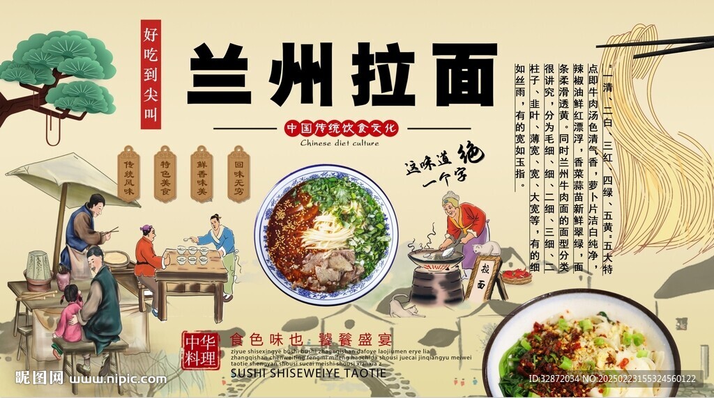 蘭州拉面背景墻