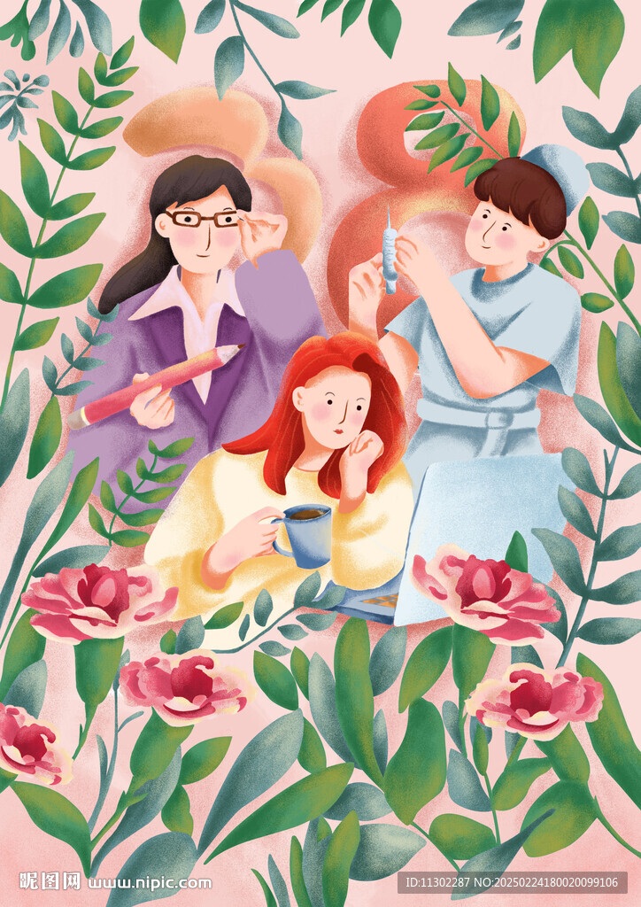 38婦女節扁平化插畫