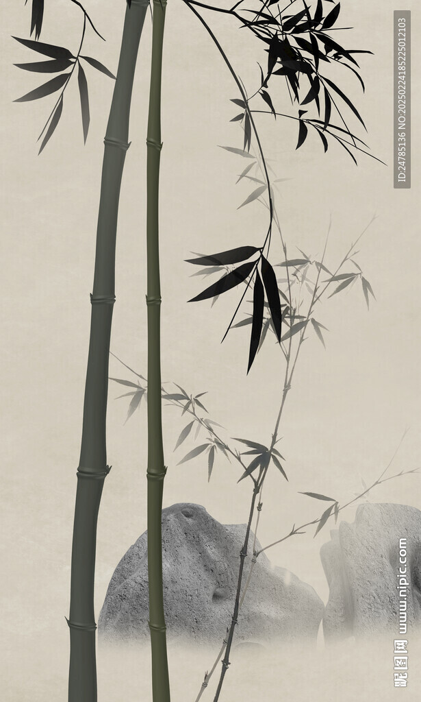 豎幅水墨竹子