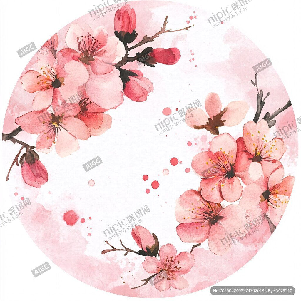 圓形桃花圖