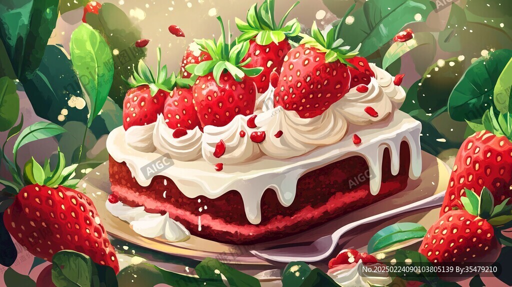 草莓蛋糕插畫