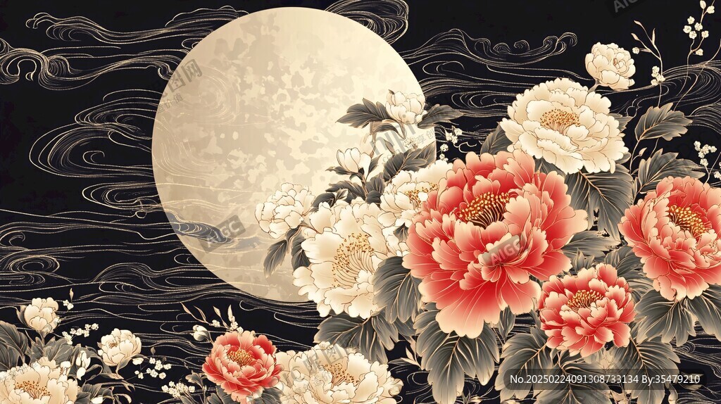 中秋牡丹圖案