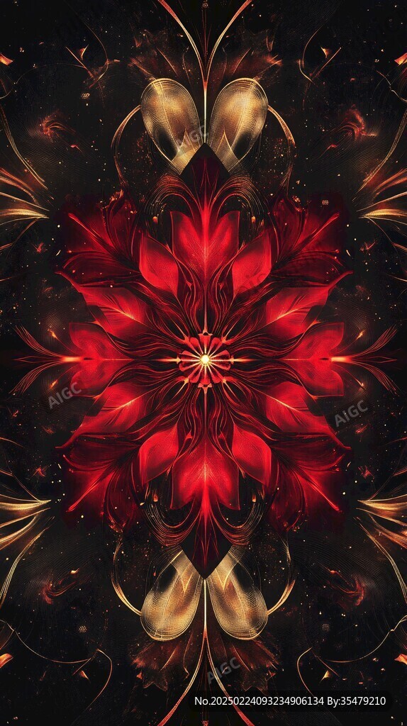 尊貴奢華紅色花紋