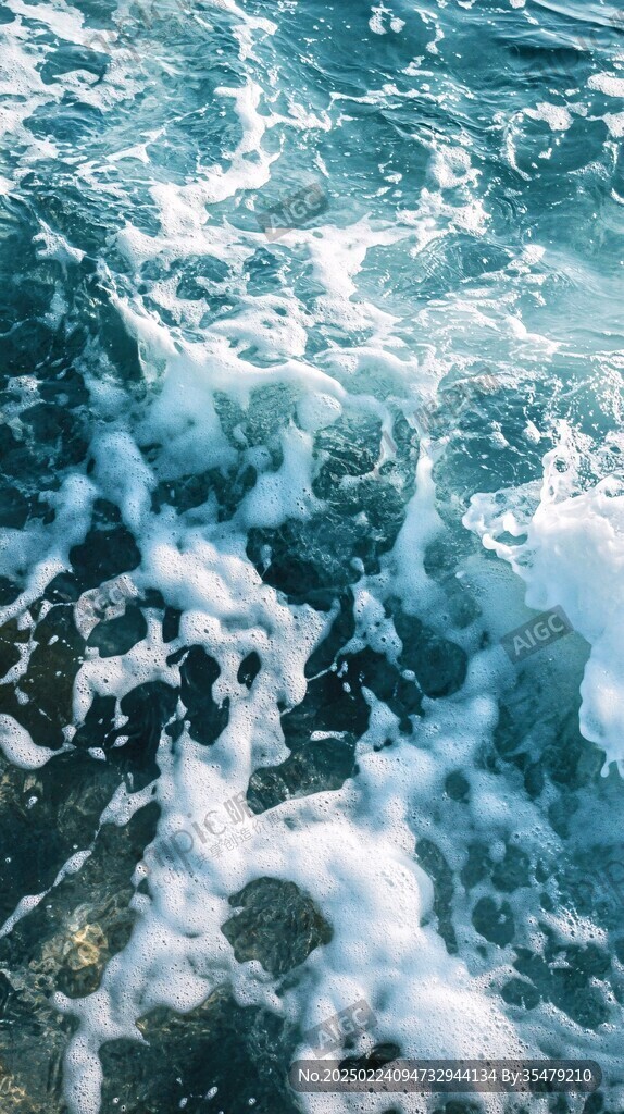 泡沫浪花海水礁石巖石