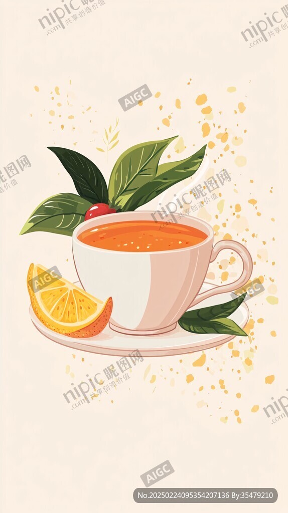 手繪果茶插畫