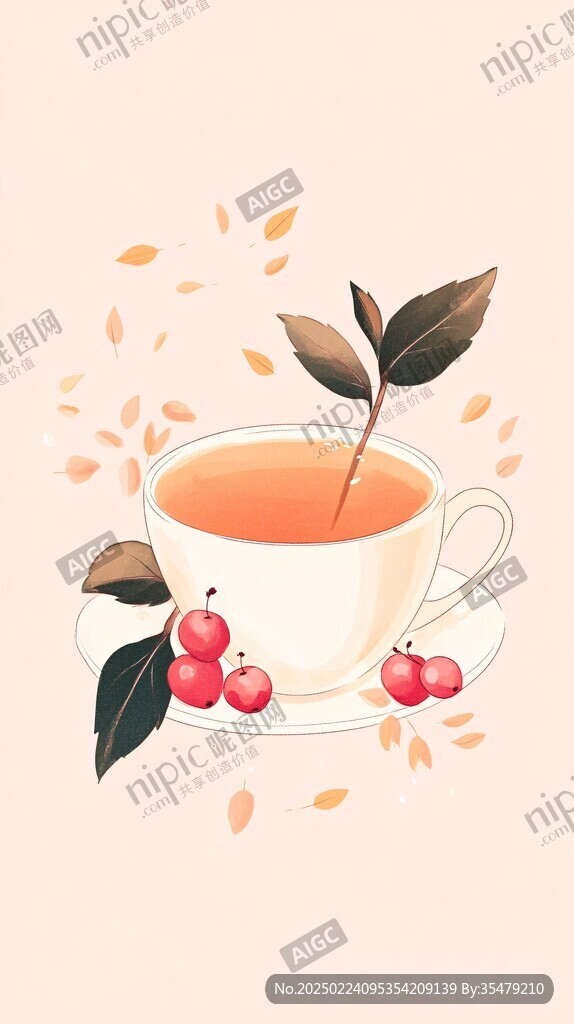紅枸杞茶插畫