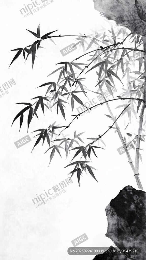 水墨竹石