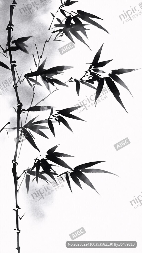 墨韻水墨竹葉
