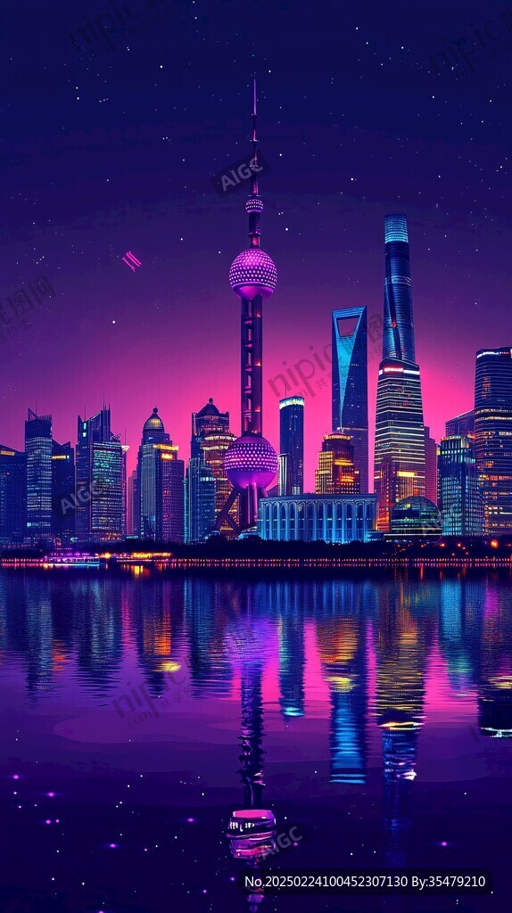 紫色發(fā)光高樓
