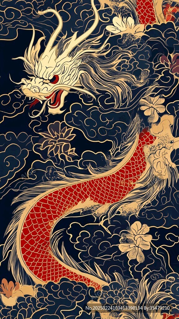 龍鳳呈祥噴繪插畫高清