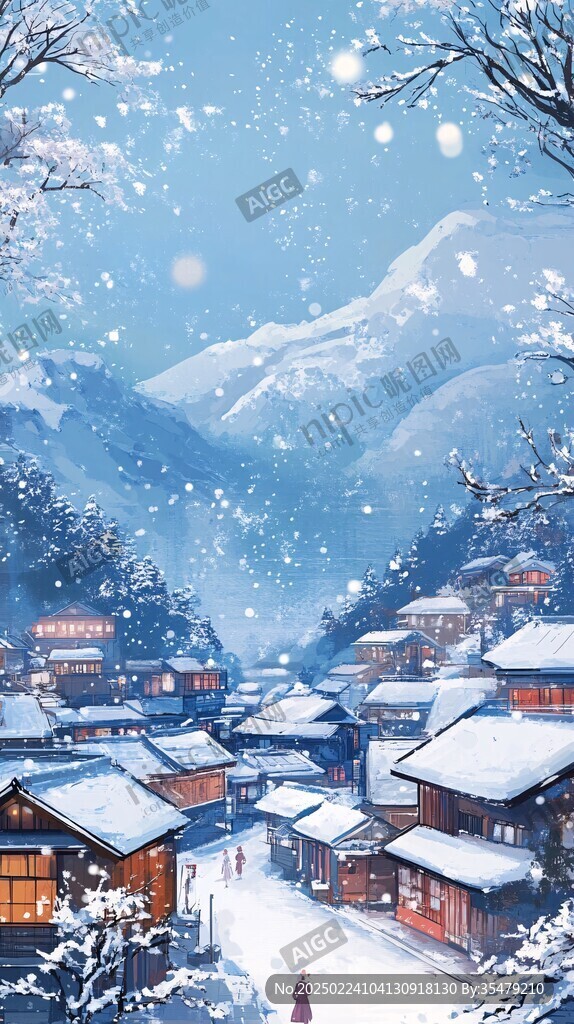 雪景古風插畫