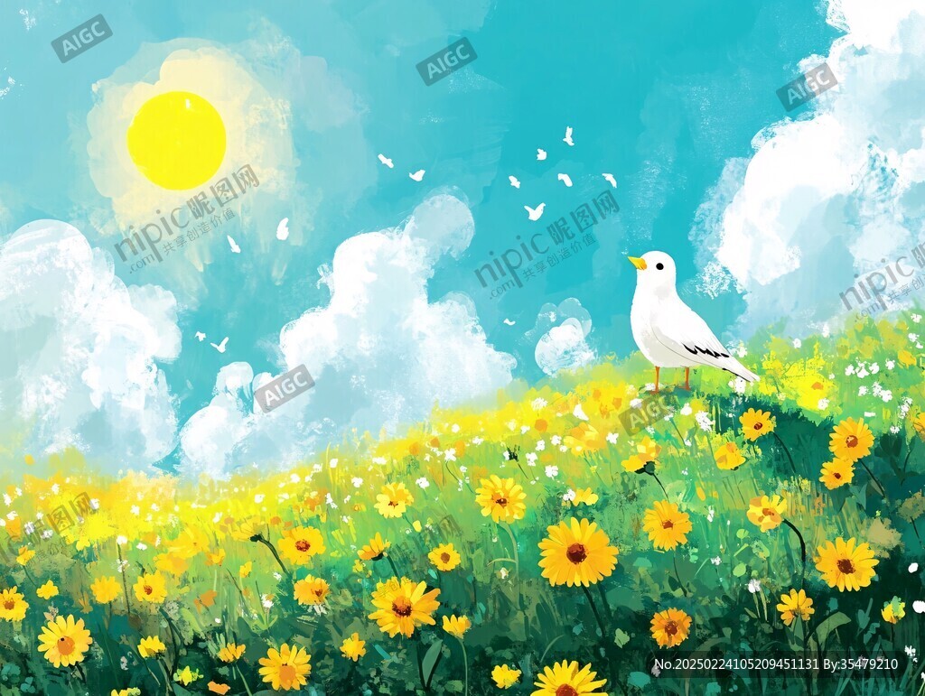 雛菊板繪插畫