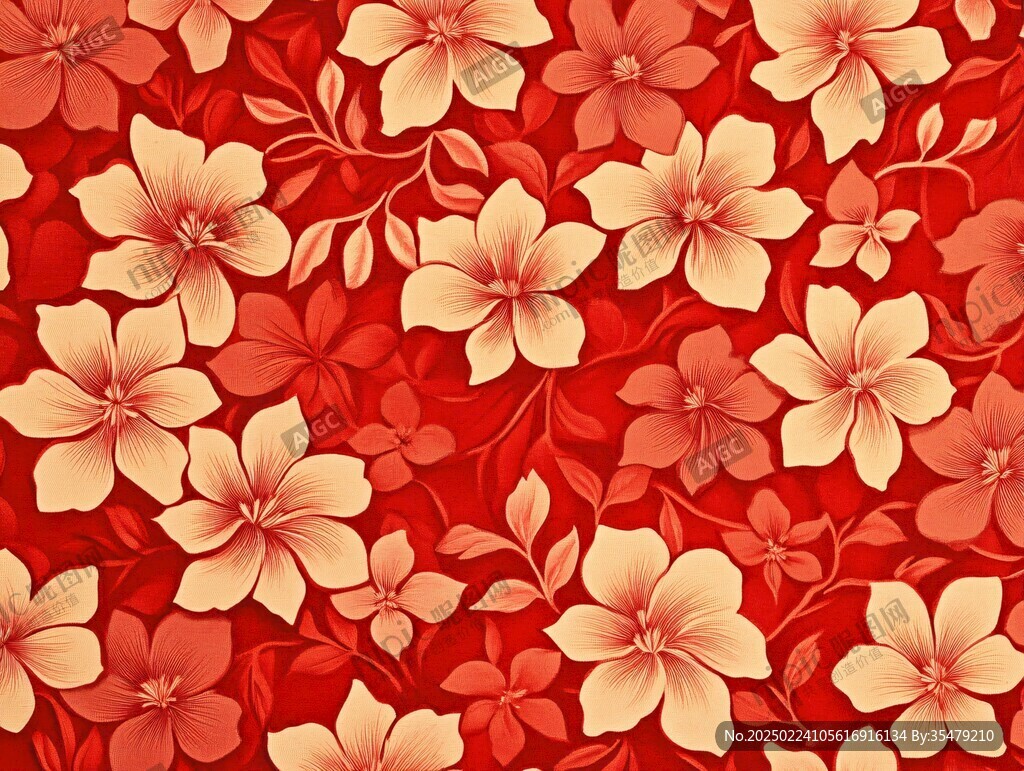 大紅花布印花素材漸變