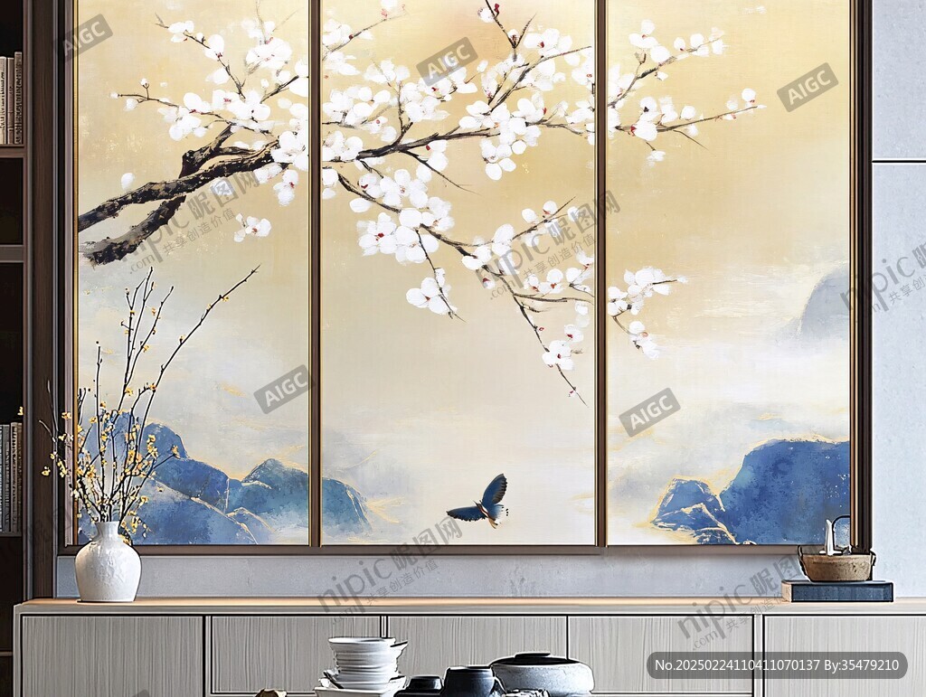 梅花輕奢背景墻