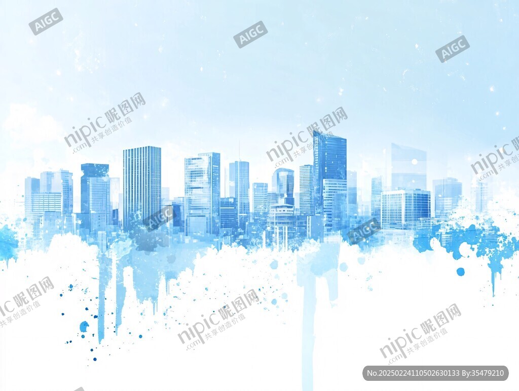 城市遮擋噴墨背景